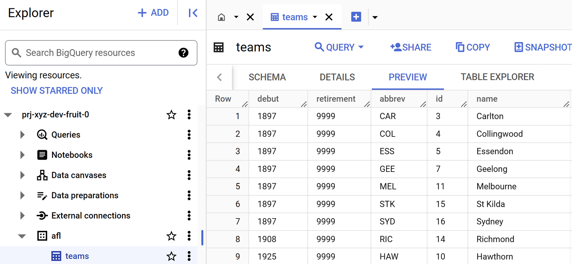 gcp fn vscode big table